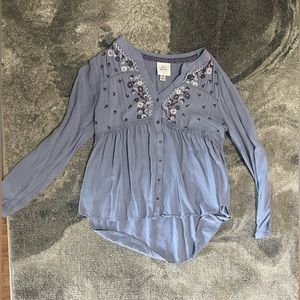 Blue long sleeve blouse